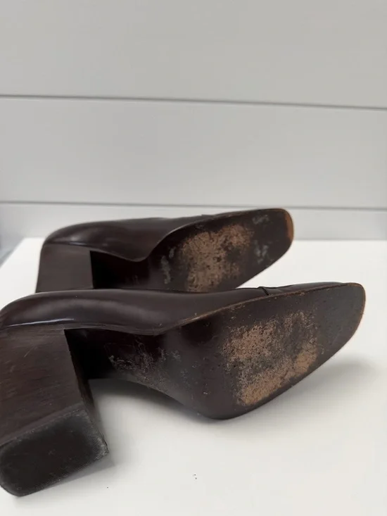 Gucci Women's Dark Brown Leather Square-Toe Pumps - Picture 4 of 5